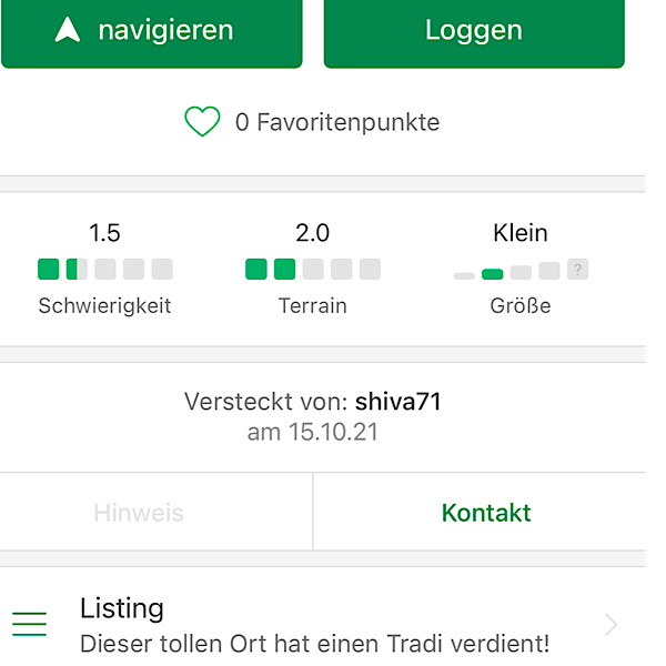 Screenshot Geocaching App
